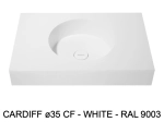 Plan vasque lavabo circulaire ⦰ 35 cm sur mesure Largeur 50 à 201 x P 40 à 51 cm Finition lisse 10 couleurs au choix, Anti bactérien Résine Akrytan® dans la masse Livraison Offerte.
